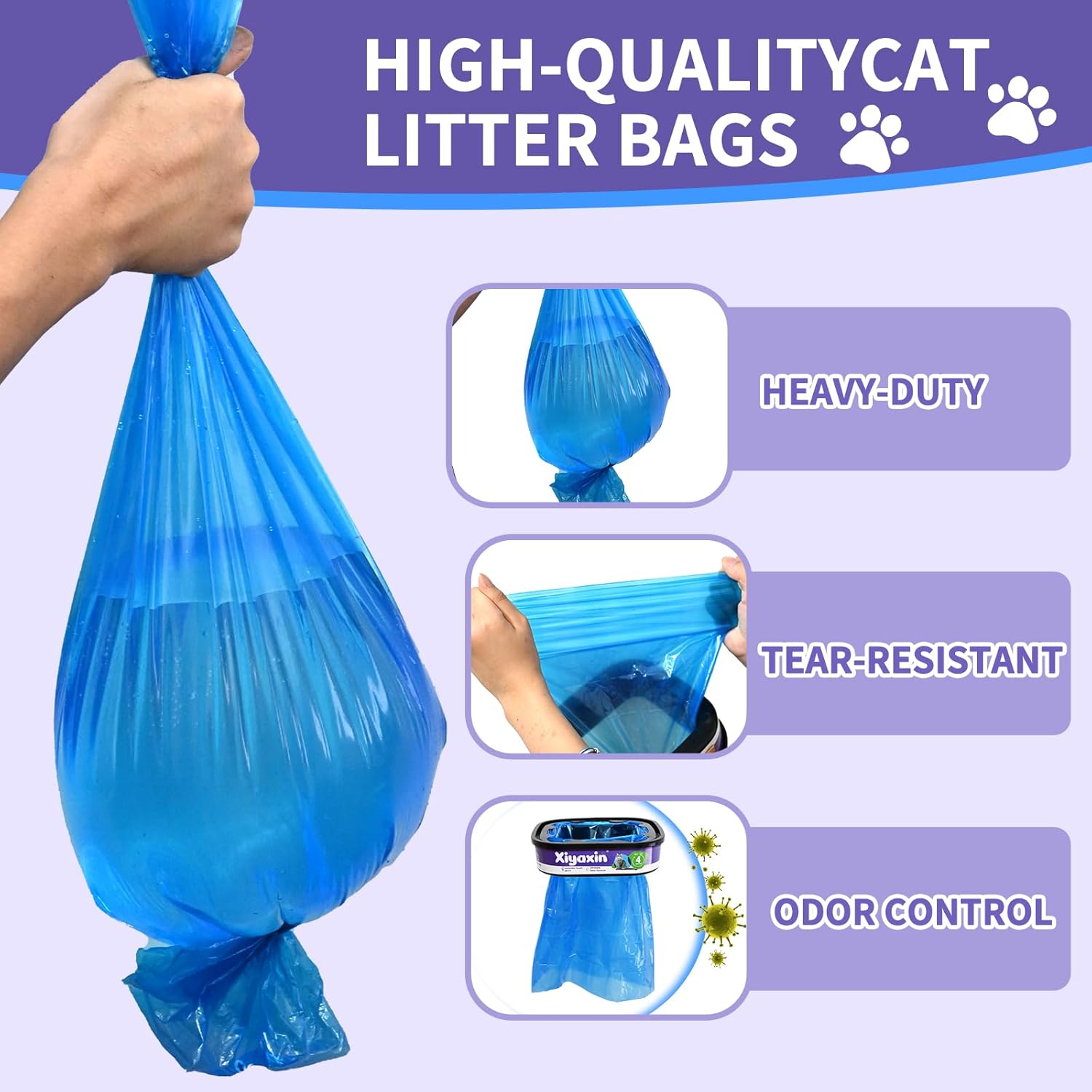 4 Pack Cat Litter Refill Bags Cartridges Compatible with Genie Cat Standard, Plus and XL Pails Odor Control