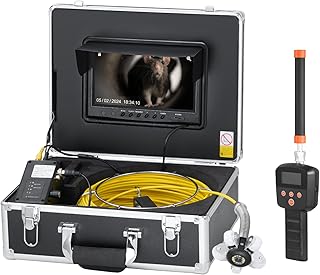 VEVOR Sewer Camera with 512Hz Locator, 98 ft/30 m, 9" Drain Inspection Camera with Self-Leveling, 36X Zoom, Plumbing Camera with Lights-12 LED, 32GB Card, IP68 Waterproof Snake Camera for Duct Pipe