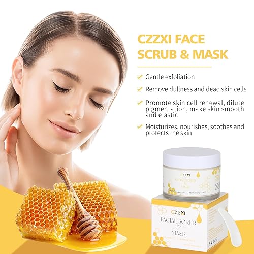 Miniatura 4 de CZZXI Exfoliante facial y exfoliante facial con miel de manuka, vitamina C y niacinamida, exfoliante suave para reducir la piel seca, acné, puntos