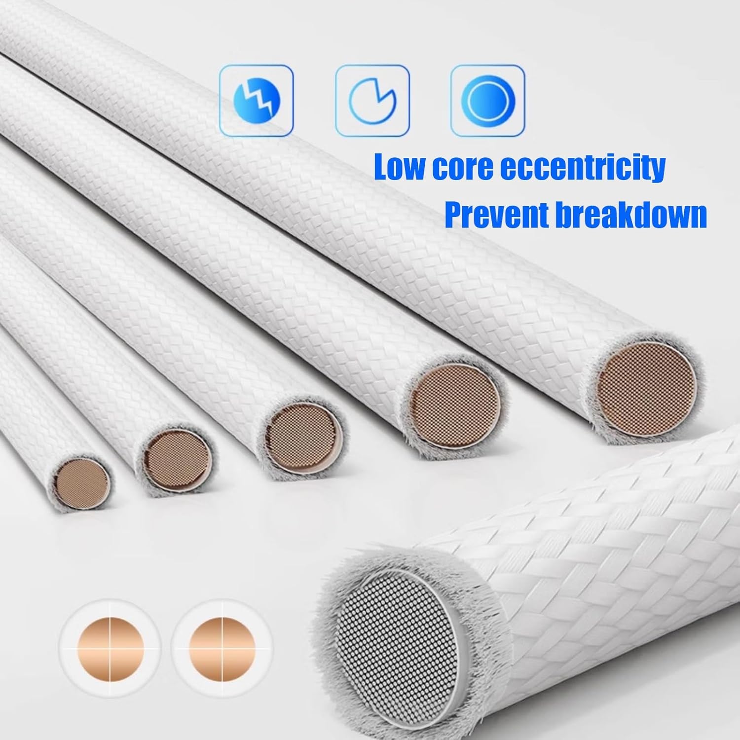 マイカテープ マイカ絶縁耐火電線、3芯純銅マイカ電線、耐熱500℃、耐火ケーブル（工業用加熱炉、高温機器向け）(30ft,1.5mm²)