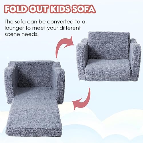Miniatura 7 de Furnishh Sofá plegable para niños, silla suave y cómoda para niños y niñas, plegable plegable 2 en 1, sofá convertible para tumbona, cama extraíble