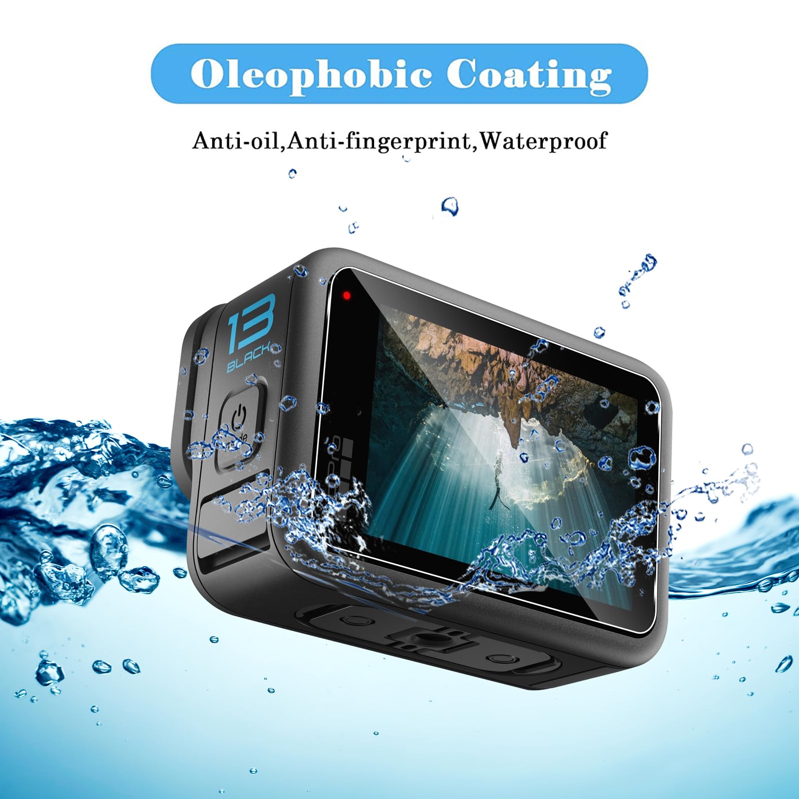 QULLOO Folia ochronna na wyświetlacz do GoPro Hero 13 Black do szkła pancernego, HD przezroczysta ochrona wyświetlacza + folia chroniąca obiektyw, twardość 9H szkło ochronne folia ochronna na aparat -
