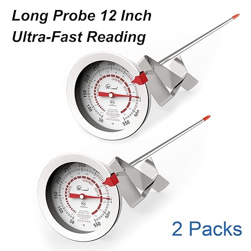 Miniatura 8 de KT THERMO Termómetro para caramelosfritos profundos con sonda y clip de acero inoxidable de grado alimenticio de 12 pulgadas, dial grande de lectura