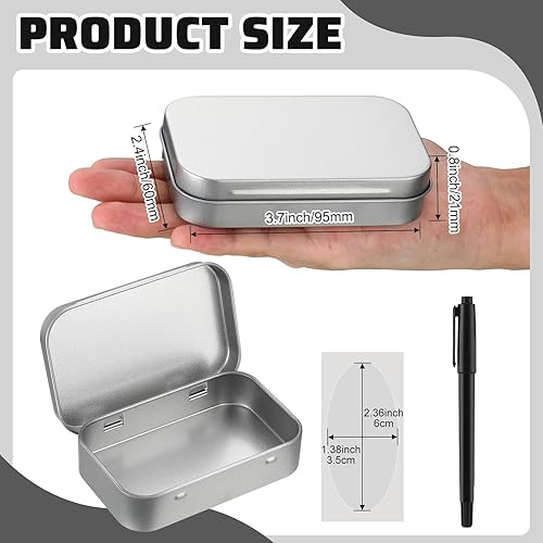 Miniatura 3 de meekoo Juego de 162 recipientes de almacenamiento rectangulares vacíos de latas de metal, incluye 80 cajas de lata con bisagras de 3.7 x 2.4 x 0.8