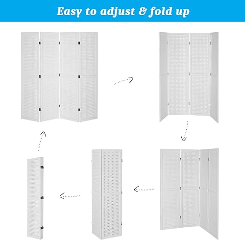 Miniatura 3 de Bonnlo Tablero de clavijas de 4 paneles independiente, organizador portátil de 5 pies para exhibición de manualidades, divisor de habitación