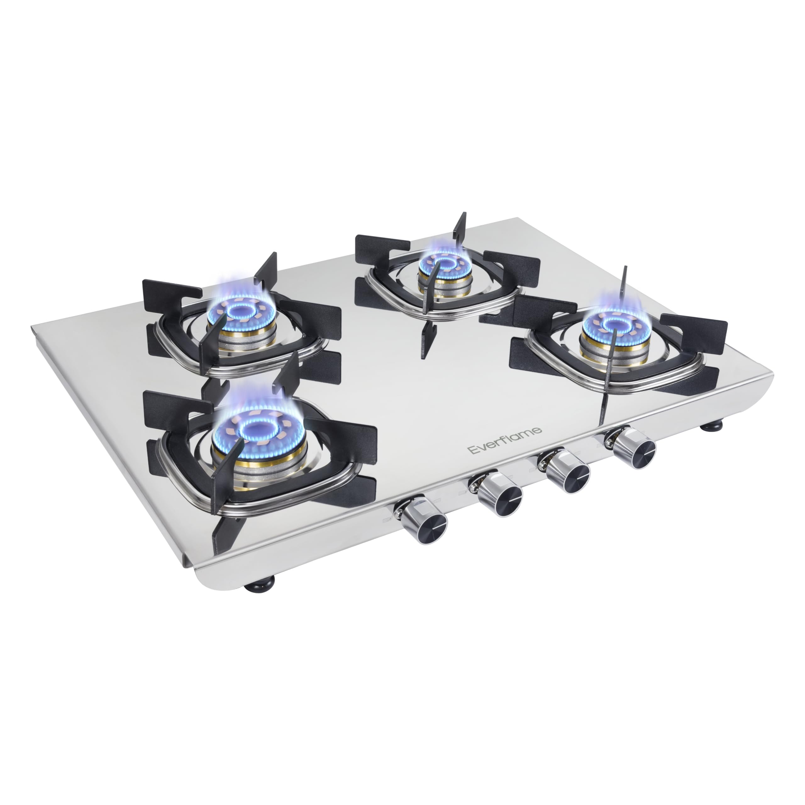 Everflame Photon 4 Burner Gas Stove | 2mm Thick Steel Body | ISI Certified Cooktop | Forged Brass Burners | 5 Years Warranty on Body & Burners + Doorstep Service