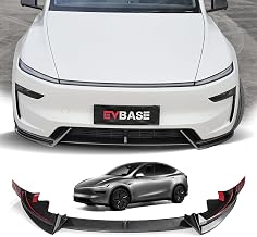 Front Lip for Juniper V Style Front Bumper Lip Splitter ABS Apron Body Kit for Tesla Model Y 2025 2026(Glossy Carbon Fiber Texure)