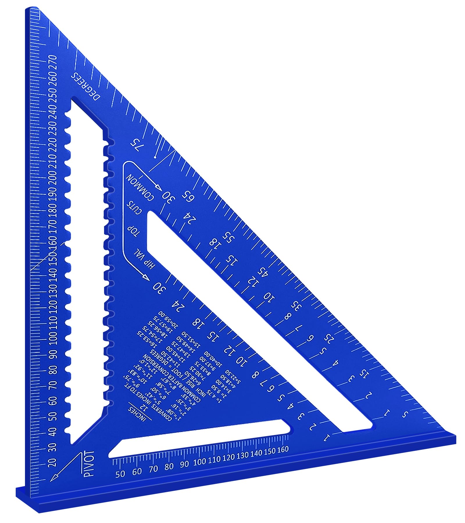 Escuadra Carpintero 30cm en Aluminio, Escuadra Triangular Multifuncional 45° 90°, Regla Metálica de Alta Precisión para Medir y Marcar (Azul)