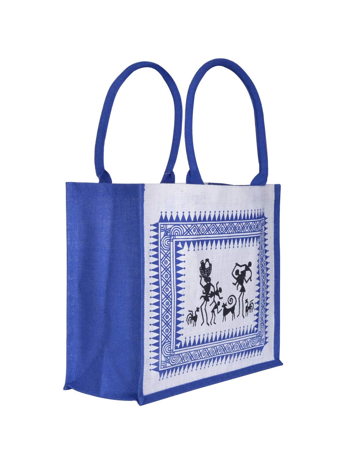 Jute Cottage Bags for Shopping for Women and Men | Jute Grocery Bag | Jute Carry Bag | Jute Shoulder Bags | Printed Jute Bag | Warli Print - Blue (B07H2TWV7F) Amazon Price History, Amazon Price Tracker