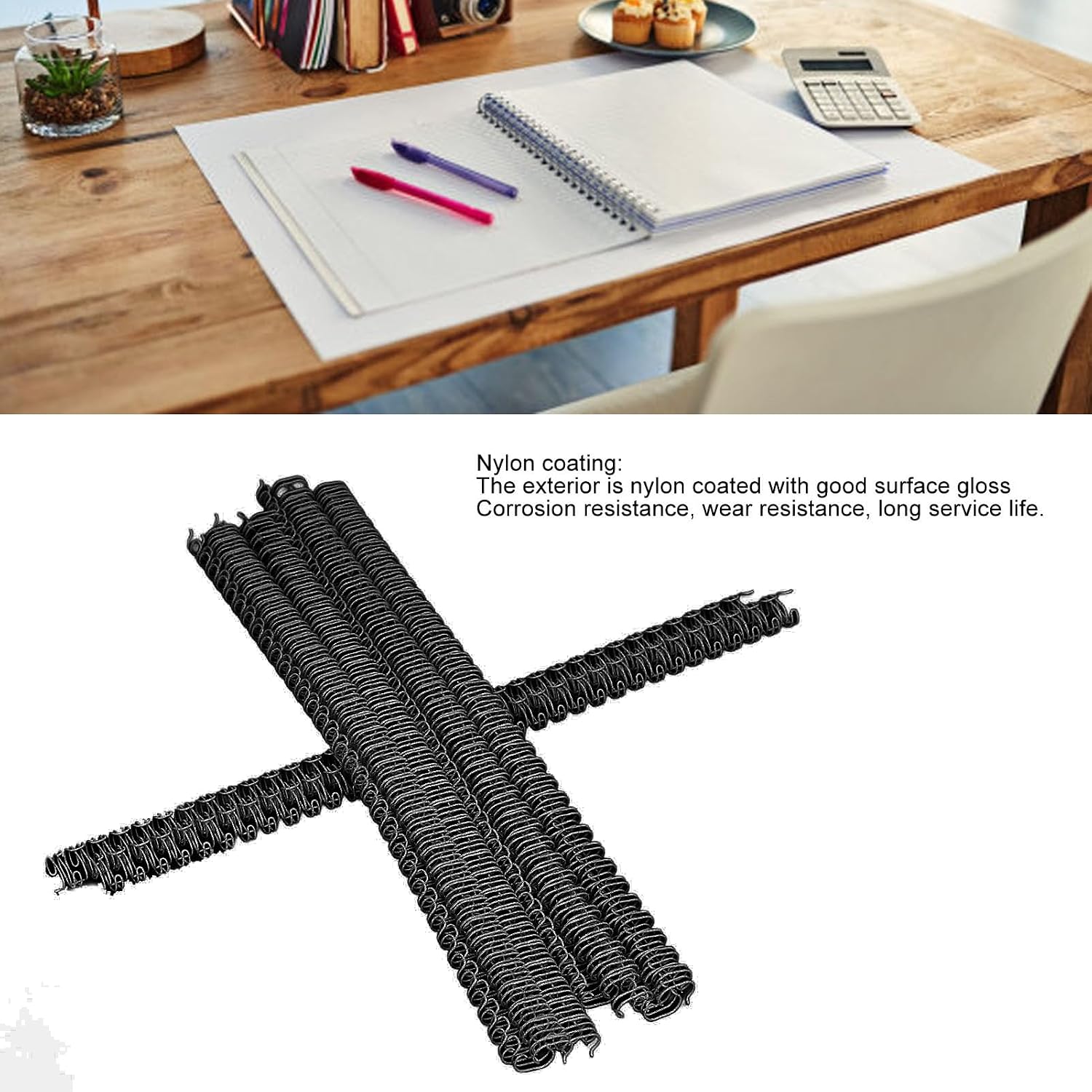 100Pcs Double Loop Wire Binding Spines 34 Teeth Binding Spines Combs Ring Coils 3:1 Pitch 7.9mm Diameter 40 Sheet Capacity Twin Loop Spiral Binding Coil Spiral Notebook