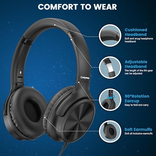 Miniatura 3 de Auriculares USB C con cable, auriculares USB C con cable con micrófono, control de volumen, sonido estéreo HD, auriculares USB tipo C plegables para