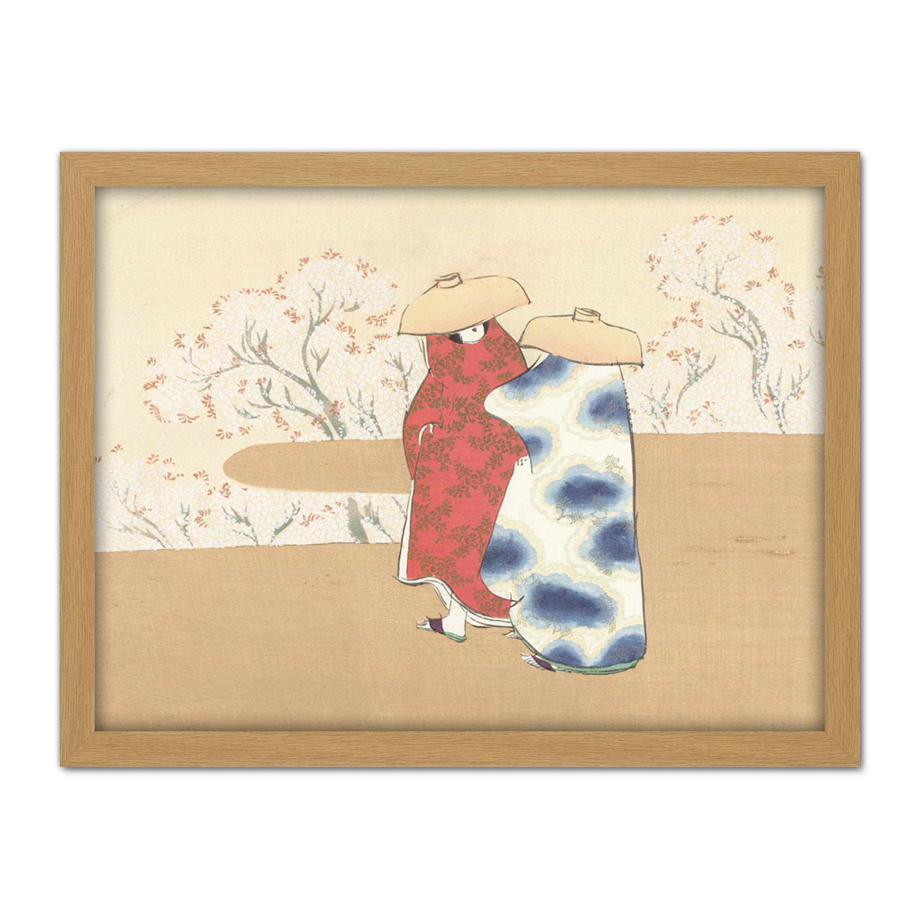 Artery8 Sekka Kamisaka Spring Lent Japanese Woodcut Artwork Framed Wall Art Print 18X24 Inch