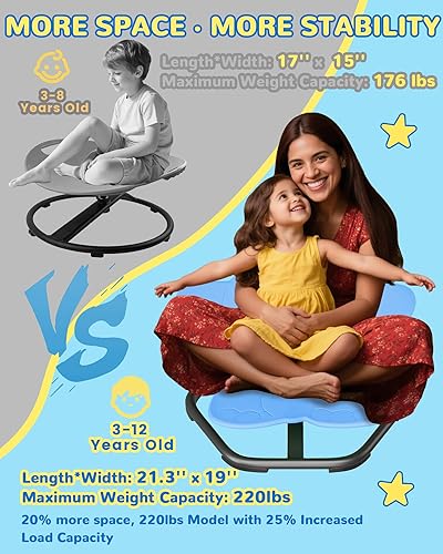 Miniatura 3 de Silla giratoria de 21 pulgadas de largo x 19 pulgadas de ancho para niños autistas, juguetes sensoriales para niños con autismo, sentarse y girar,