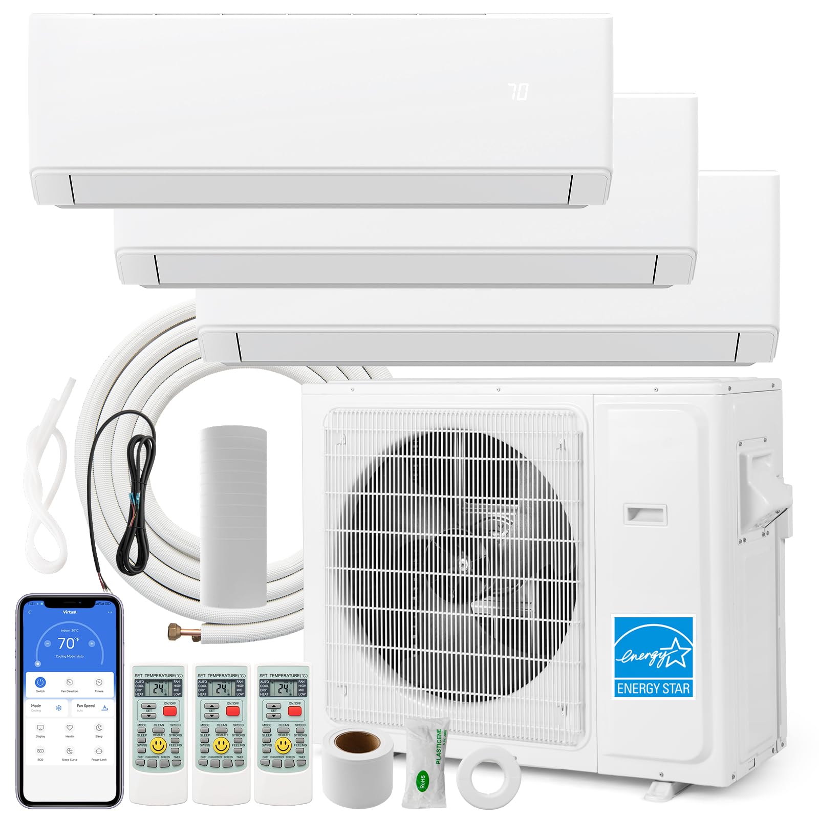 Amazon.com: SIMOE 36000 BTU Tri 3 Zone Multi Zones Mini Split AC