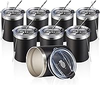 Vista 21 de MEWAY Paquete de 8 tazas de café de 12 onzas con tapa, taza de café reutilizable de acero inoxidable aislada, taza de café duradera de doble pared