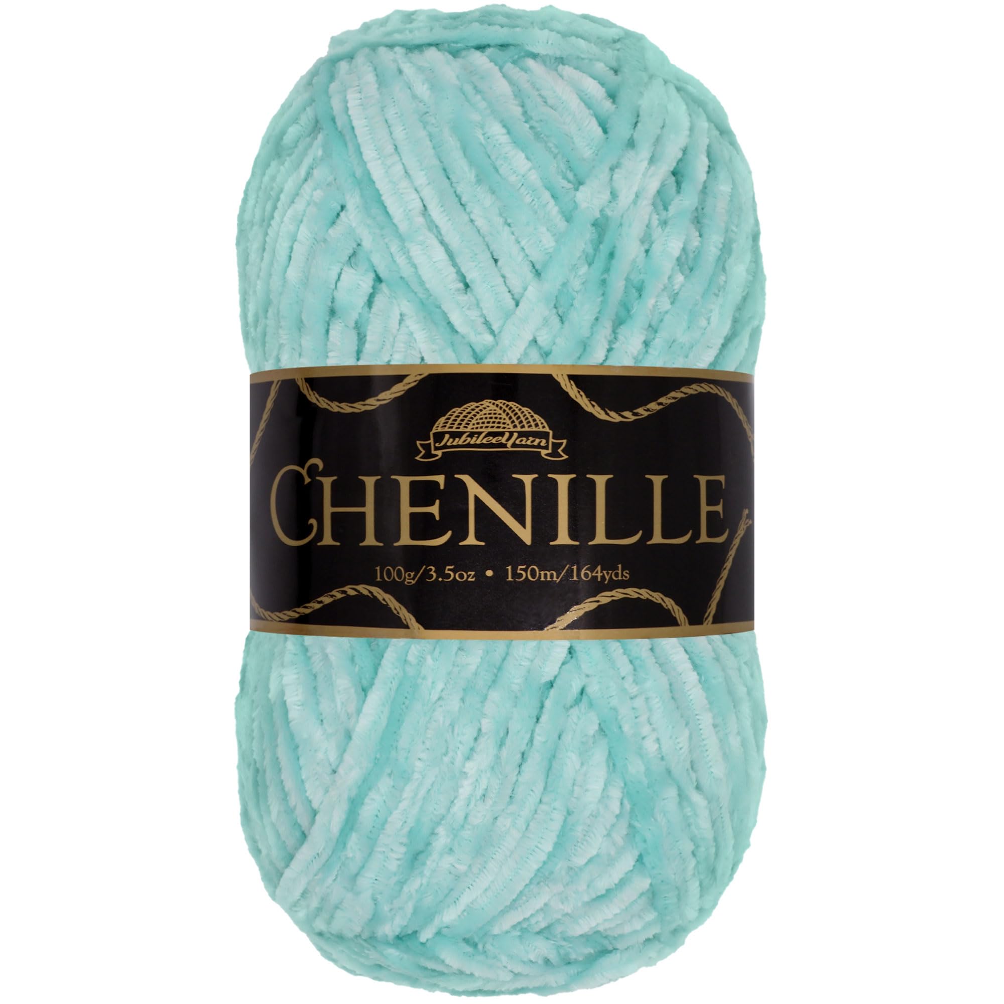 JubileeYarn Chenille Yarn - Worsted Weight - 100g/Skein - Mochi - Pale Teal Blue Velvet - Crochet and Knitting Yarn - 1 Skein