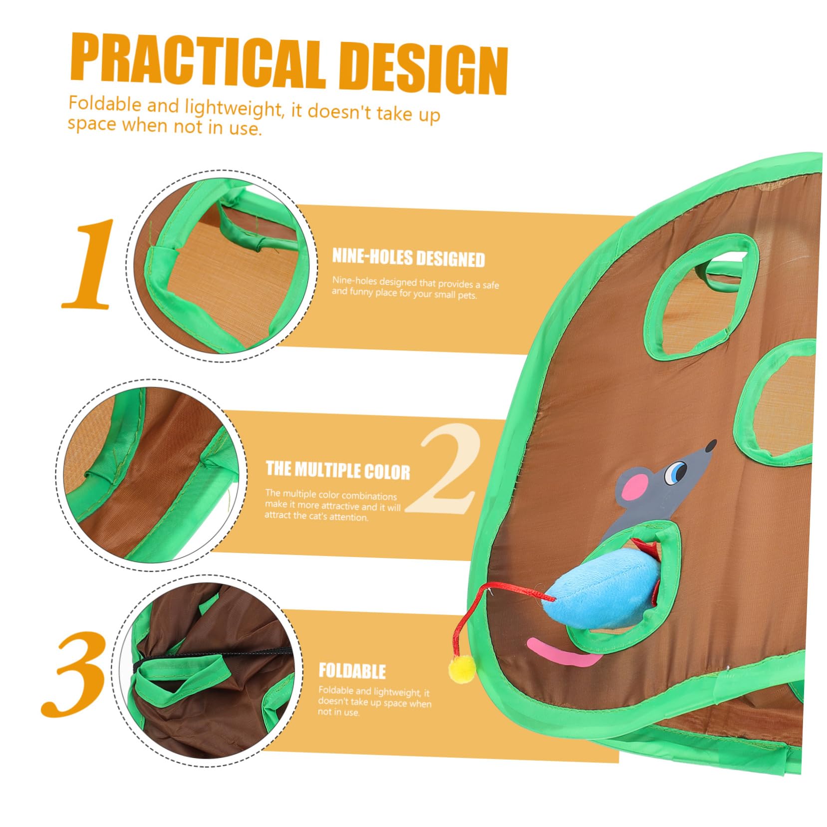 DOITOOL 5ensembles Tunnel De Jeu Interactif pour Chat avec Design Souris Jouet Exploration pour Chaton Et Chat pour Divertissement