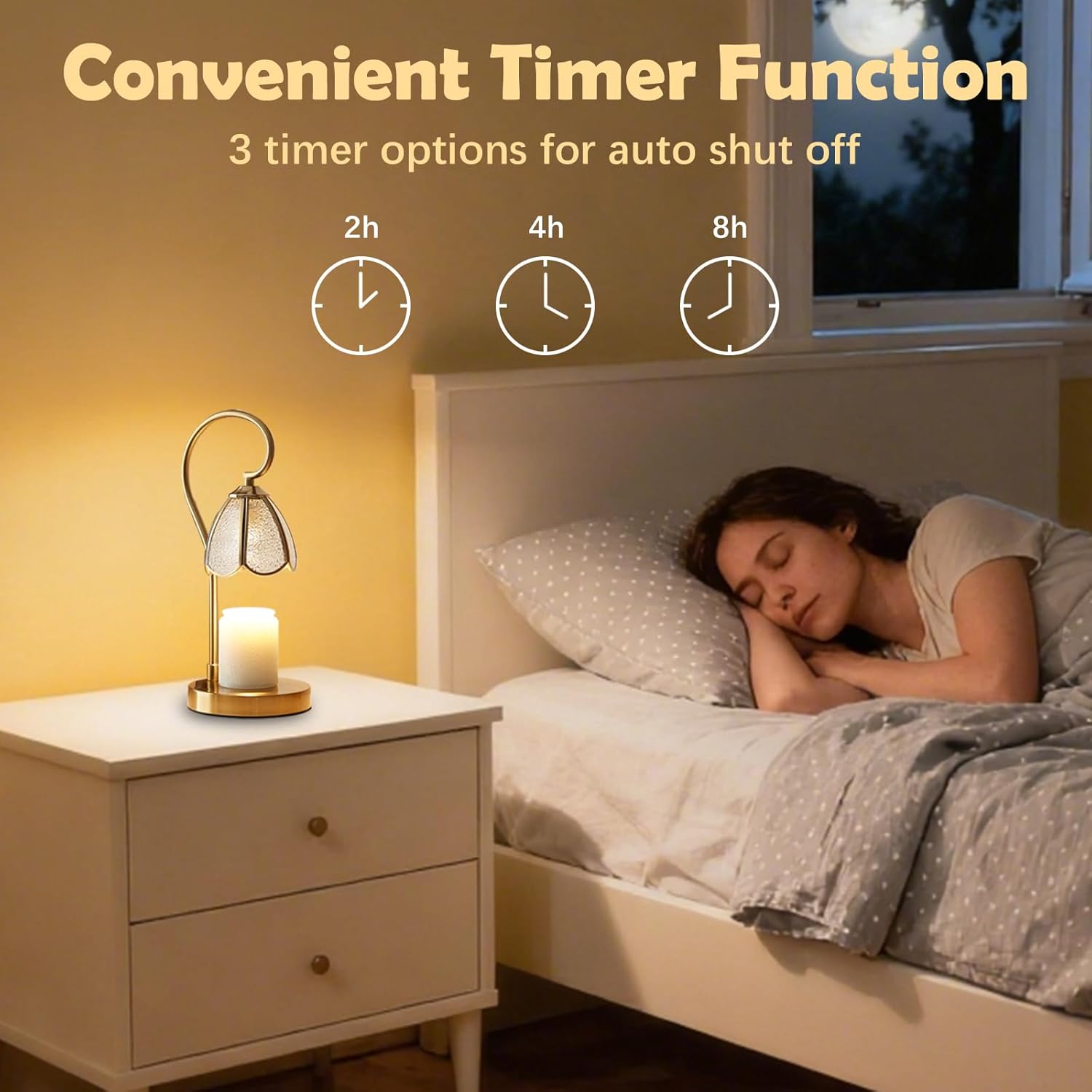 SpaceTime Candle Warmer Lamp with Timer Dimmable,Electric Flower Candle Warmer Lamp with Transparent Glass Lampshade,Wax Melt Warmers for Jar Candles,Farmhouse Gold Wax Warmers Light,No Flame