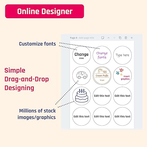 Miniatura 6 de Etiqueta adhesiva redonda blanca mate de 2.5 pulgadas, impresión láserinyección de tinta, tamaño carta, 30 hojas