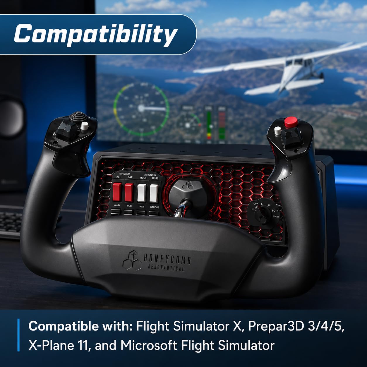 Honeycomb Alpha フライトシム用　ヨークMSFS Amazon.com: Honeycomb Alpha Flight Yoke with Throttle Quadrant USB