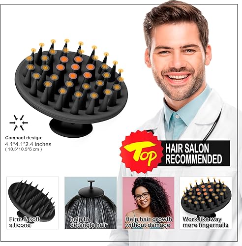 Miniatura 3 de Cbiumpro Cepillo de cuero cabelludo 100% de silicona, masajeador del cuero cabelludo, cepillo para champú, limpiador de cuero cabelludo para
