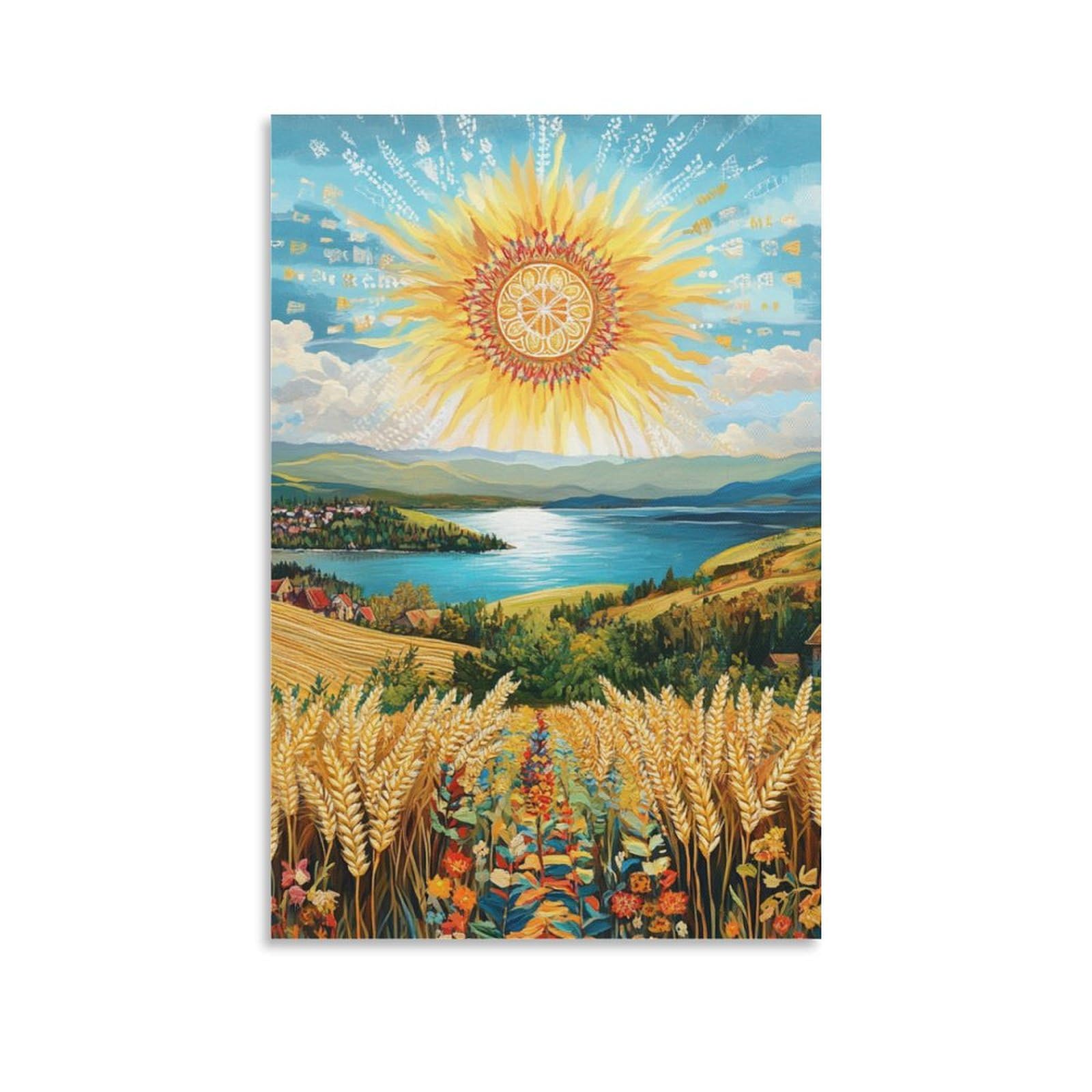 Cuadros modernos de paisajes campestres para decorar un comedor luminoso 6