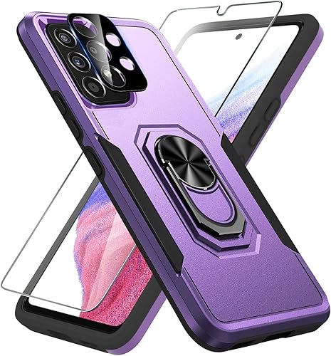 Funda para Samsung Galaxy A53 5G, con 1 paquete de protector de pantalla + 1 paquete de protector de lente de cámara, resistente a prueba de golpes,