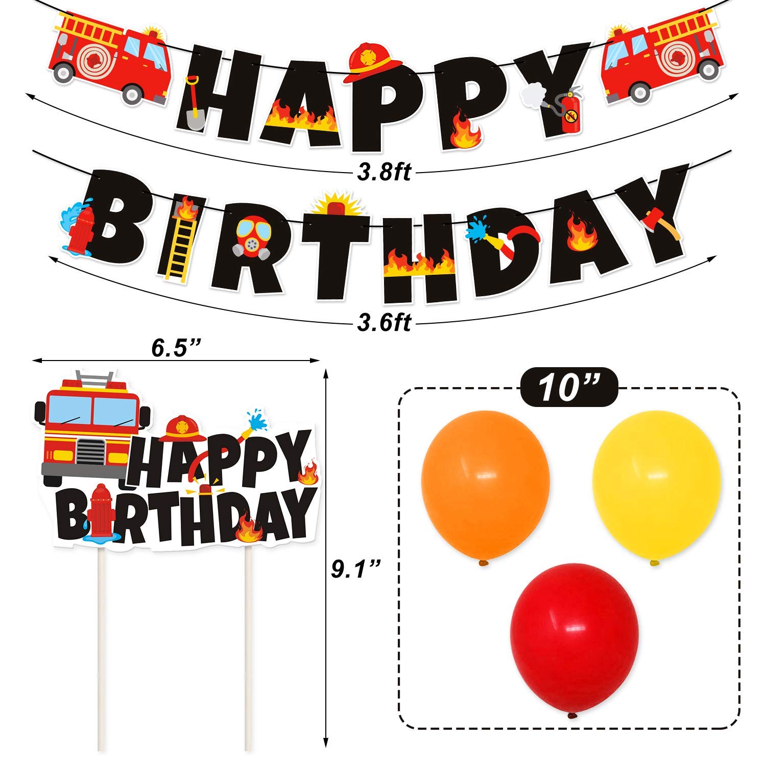 Buy Fire Truck Birthday Party Supplies Fireman Banner Cake Topper Firefighter Cupcake Toppers