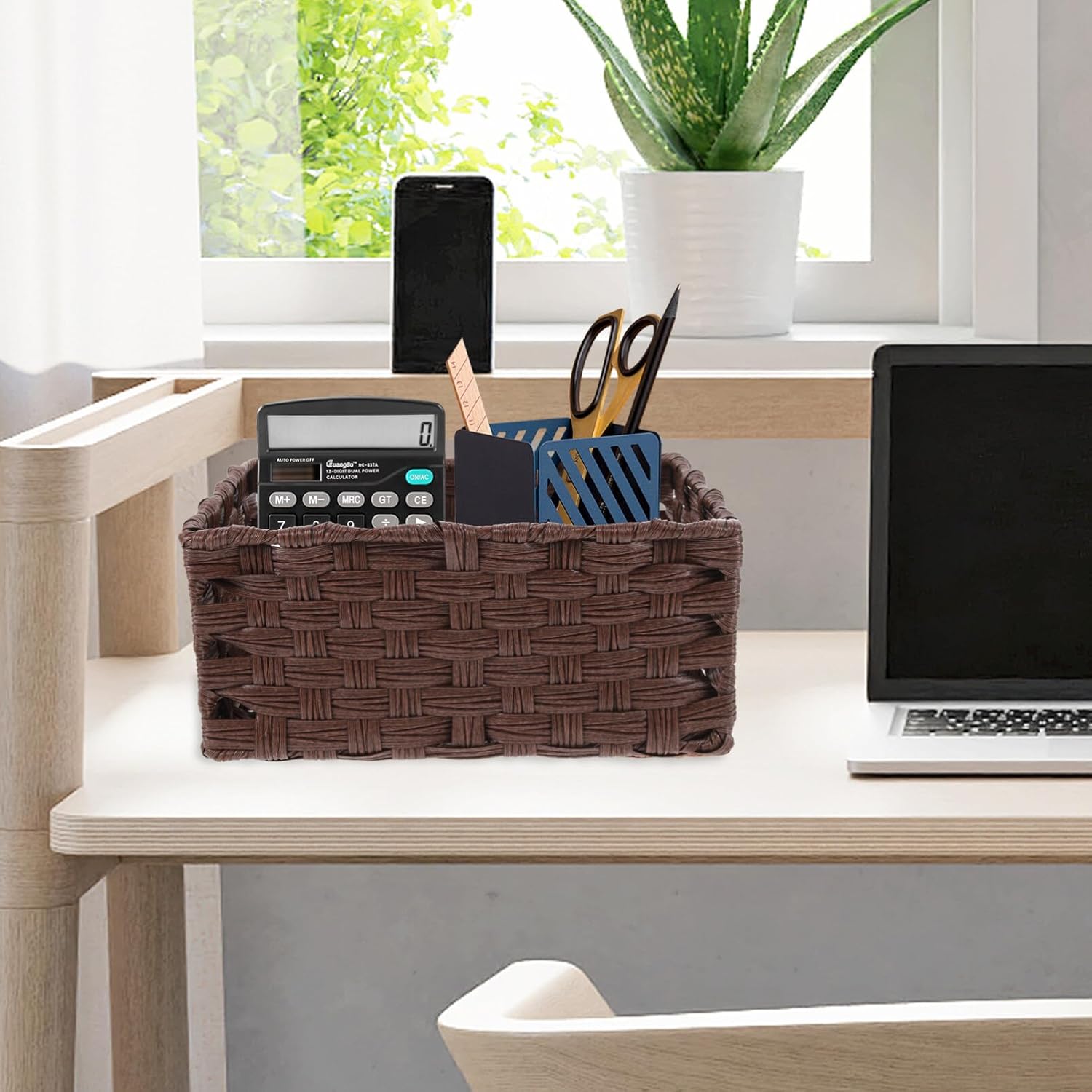 Alipis Large Capacity Woven Storage Basket Wicker Baskets for Storage Desktop