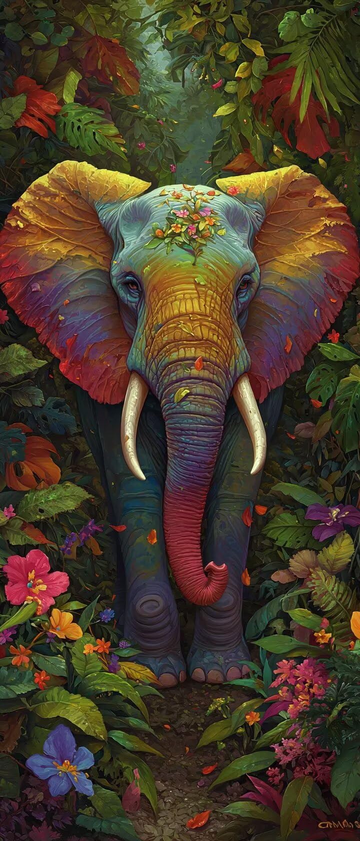 Malen Nach Zahlen 50x150cm Leinwand Tier Malen Nach Zahlen Erwachsene mit Ohne Rahmen, DIY Kreativ Set für Erwachsene mit Pinseln und Acrylfarbe, Zimmer Deko Elefant Landschaft Geschenk, P0M-1016