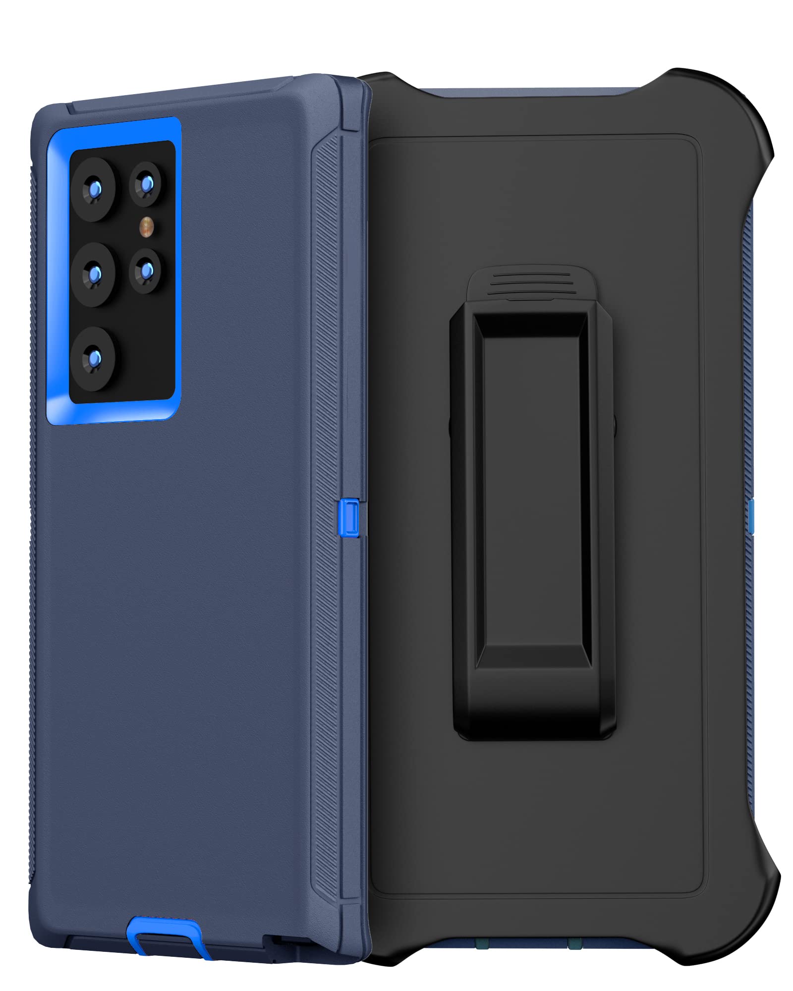Designed for Samsung Galaxy S22 Ultra 5G 6.8 inch, [Belt Clip] Military Grade Drop Protection Case, Heavy Duty Shockproof Dust-Proof Cell Phone Bumper for S22 Ultra 5G (Darkblue Blue)
