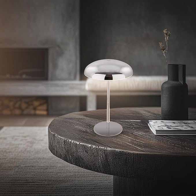 Briloner BRILONER - LED tafellamp snoerloos IP44 met lichtrand, touchdimmer, oplaadbare batterij vervangbaar, bedlamp, leeslamp, LED lamp, oplaadbare lamp, buitenlamp, 19,5x30,5 cm, chroom photo 2