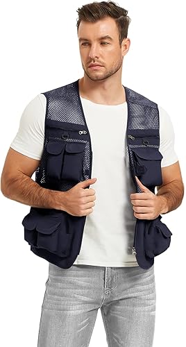 Miniatura 9 de Chaleco Flygo para hombre, para pesca, trabajo, safari, viaje de reportajes o para actividades al aire libre en verano, con bolsillos