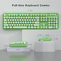 Vista 7 de MOFII Wireless Keyboard and Mouse Combo, Retro Green 2.4GHz Full Size Colorful Keyboards with Round Keycaps, Cute Wireless Mouse for Laptop, PC