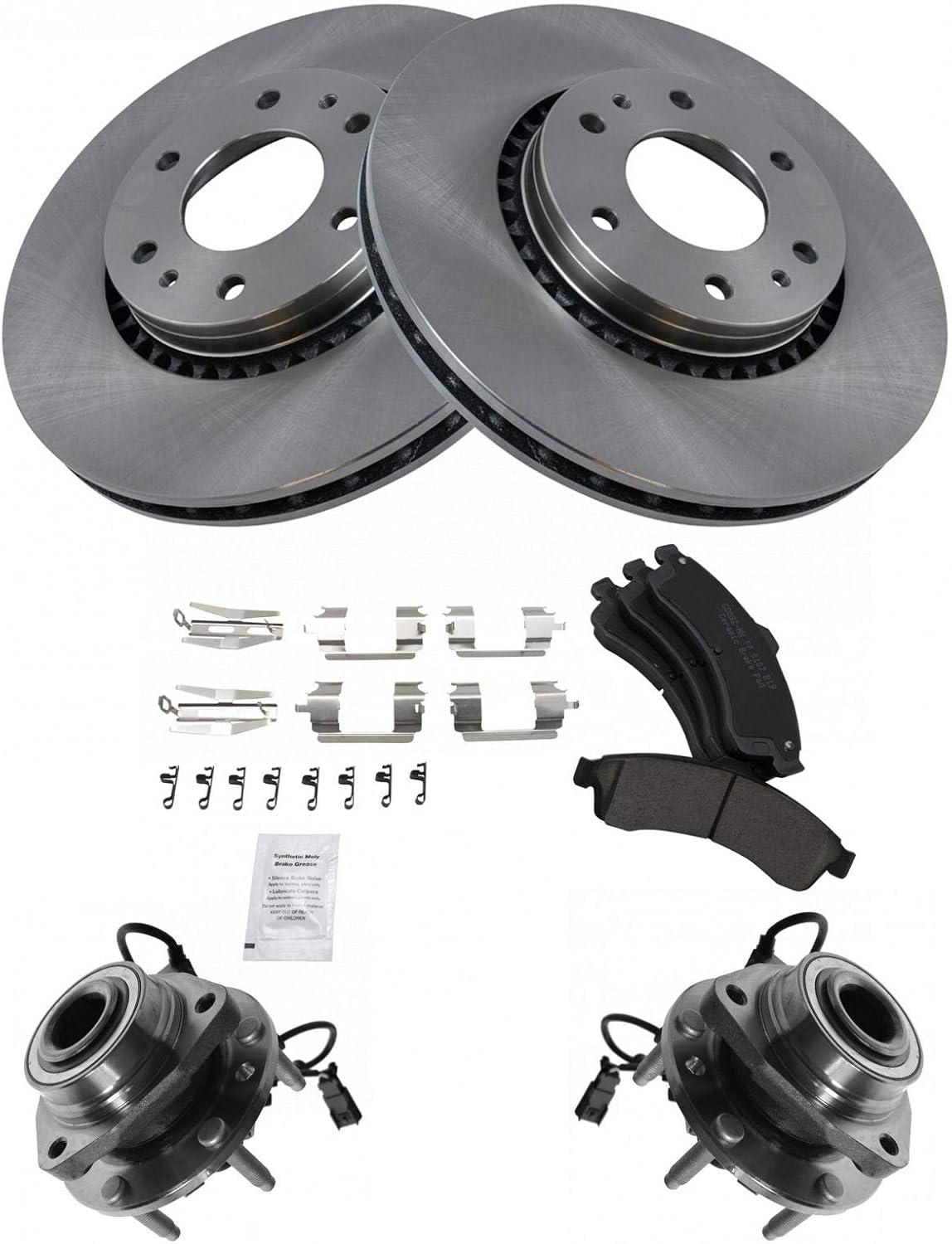 TRQ Wheel Hub & Premium Posi Ceramic Brake Pad Rotor Front Kit for GM SUV Truck