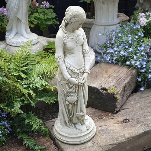 Estatua de piedra de princesa | Figura decorativa de jardín para exteriores