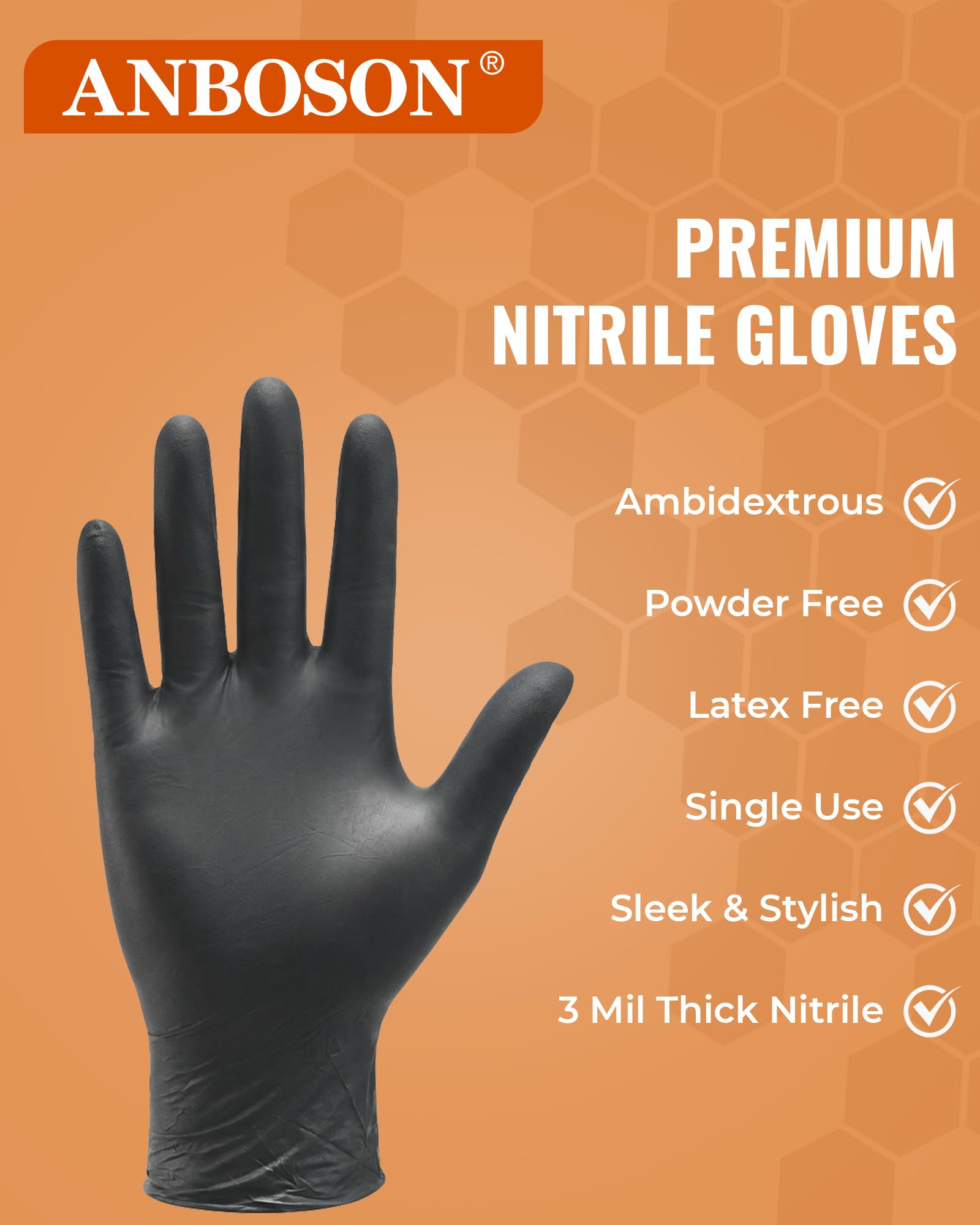 Guantes desechables de nitrilo – Guantes de goma sin polvo de 3 mm para cocinar, preparar alimentos y limpieza ligera, sin látex, puntas de los dedos texturizadas, seguros para alimentos