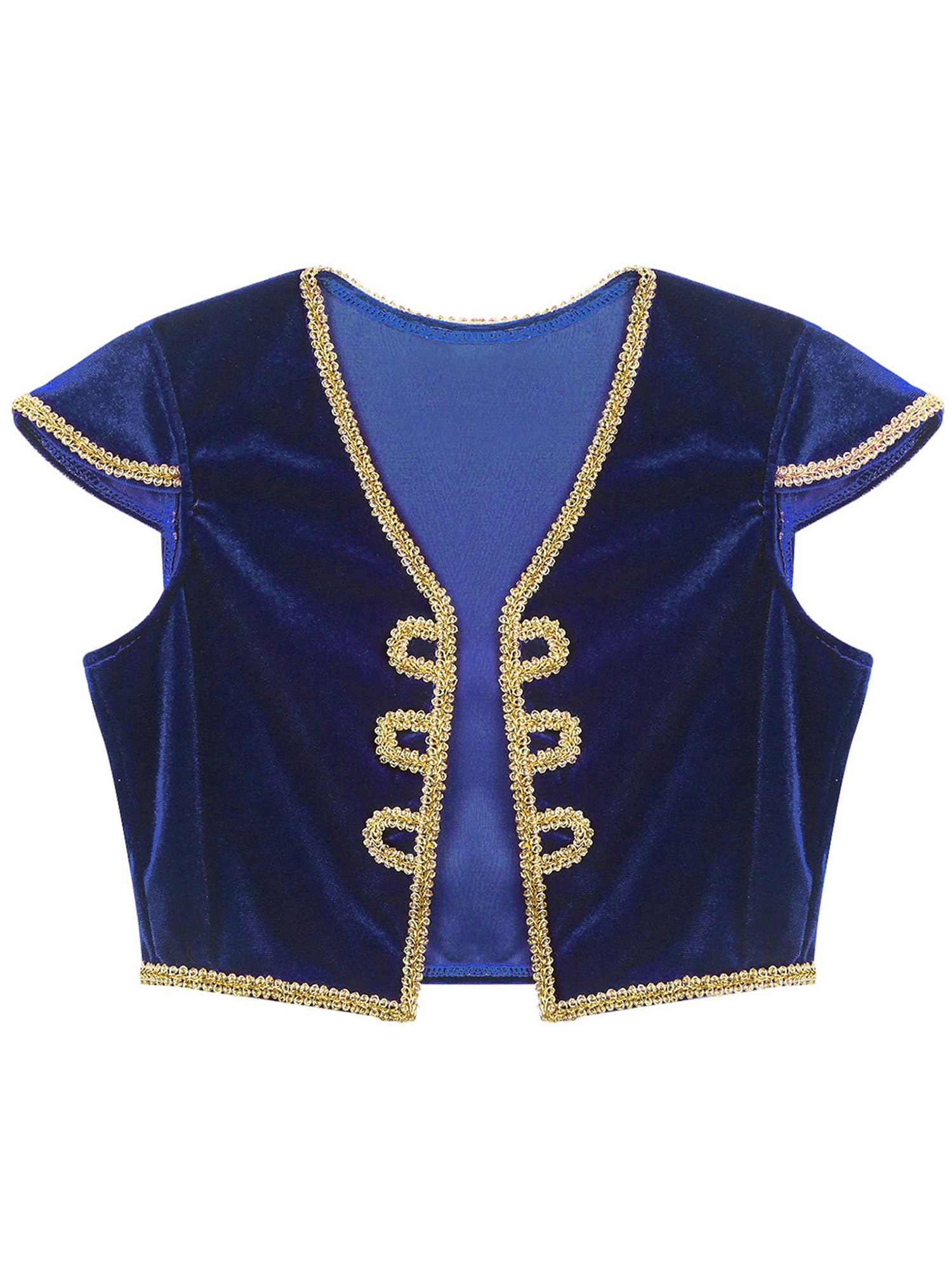 Chaoyinn Kid Boys Arabian Costume Halloween Fairy Tale Outfits Arab Prince Clothing Flying Sleeve T-Shirts Royal Blue 15-16 Years