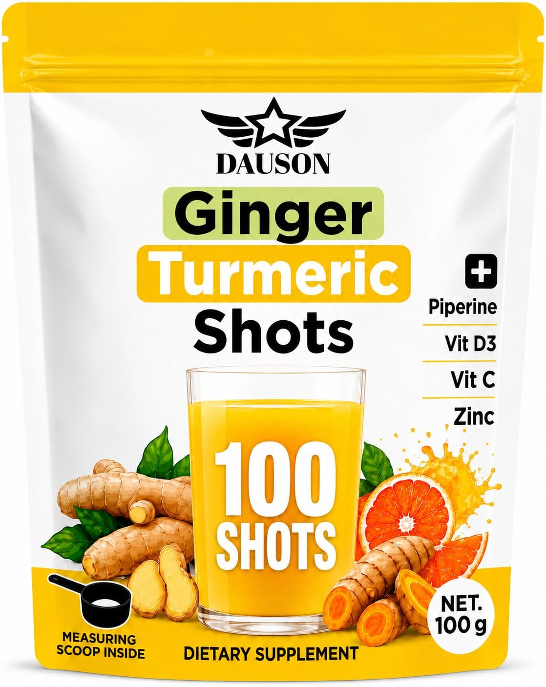 Ginger Turmeric Shots | Herbal Supplements | 100 Servings