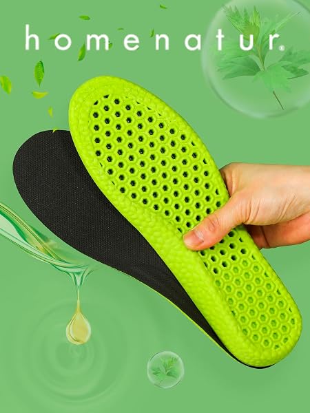 HOMENATUR Plantillas Gel Hombre Trabajo Mujer - PU - Uso Diario Calzado Deportivo - Diseño Transpirable - Cuidado de Pies - Silicona Foam Memory Alivio Taloneras - Padel Ciclismo (43-44) - 2