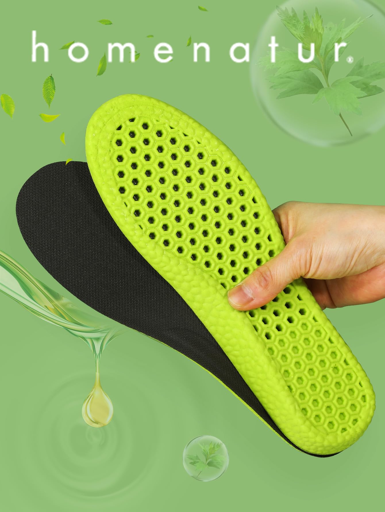 HOMENATUR Plantillas Gel Hombre Trabajo Mujer - PU - Uso Diario Calzado Deportivo - Diseño Transpirable - Cuidado de Pies - Silicona Foam Memory Alivio Taloneras - Padel Ciclismo (43-44) - 2
