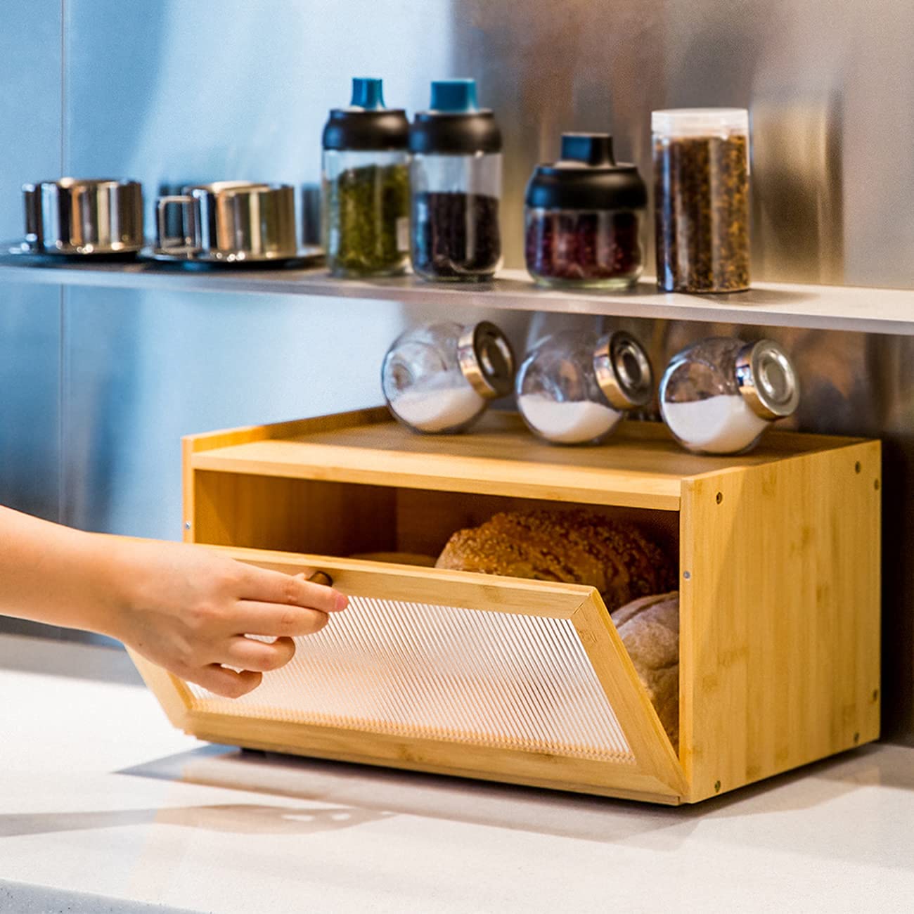 AINILE Bambus Brotkasten Holz Brotksten - Brotbox zur Brotaufbewahrung  Stylischer Bread box 40 x 25 x 20 CM : Amazon.de: Kche, Haushalt & Wohnen