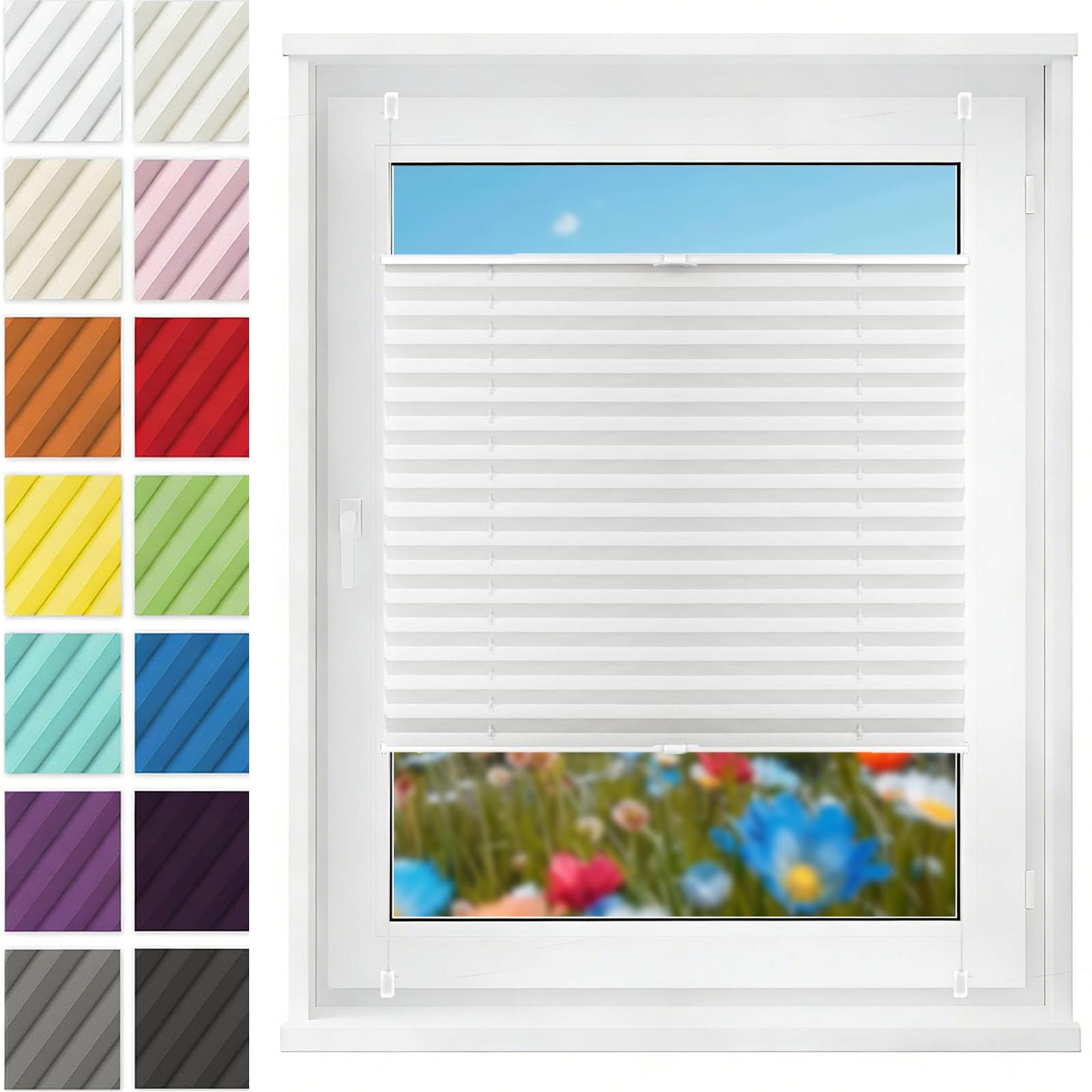 Store plissé blanc 120x230 cm semi-opaque pour fenêtre et porte