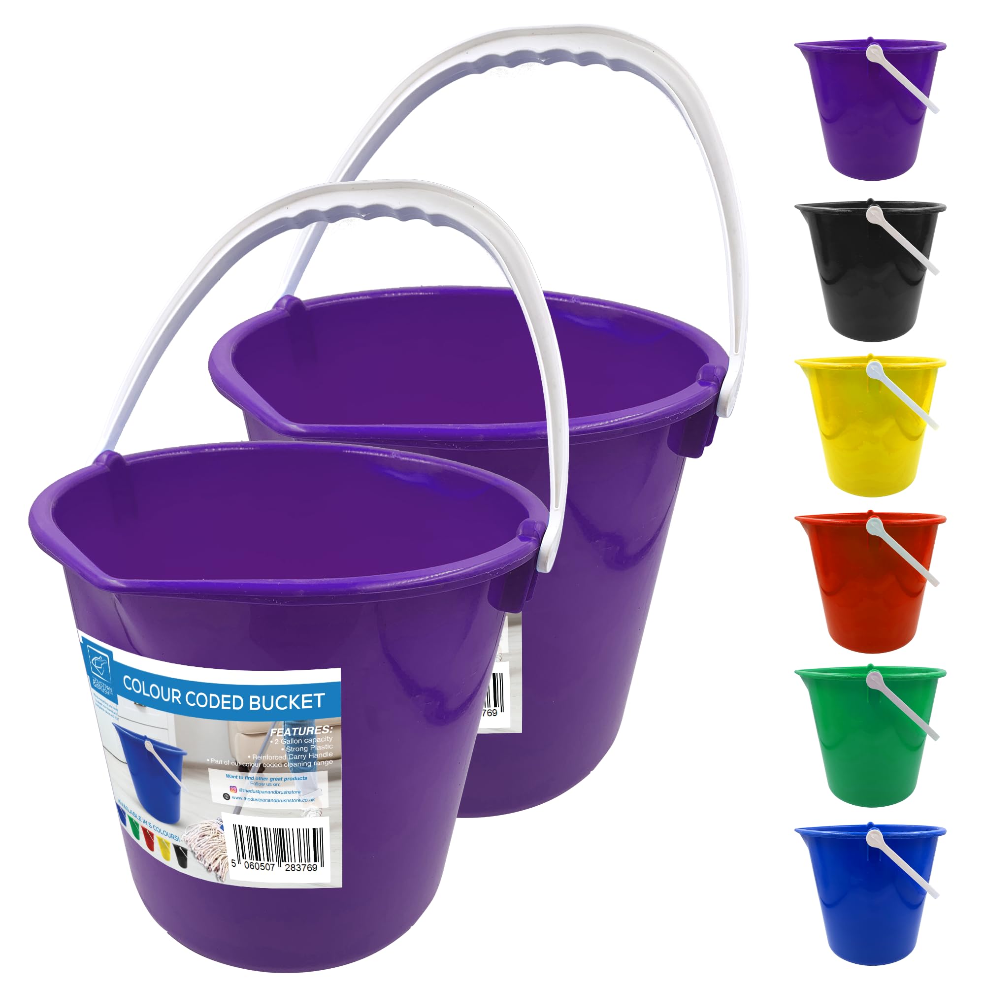 The Dustpan & Brush Store Plastic Bucket Handle 7.5L Bin Heavy Duty Water Cleaning Bath Purple
