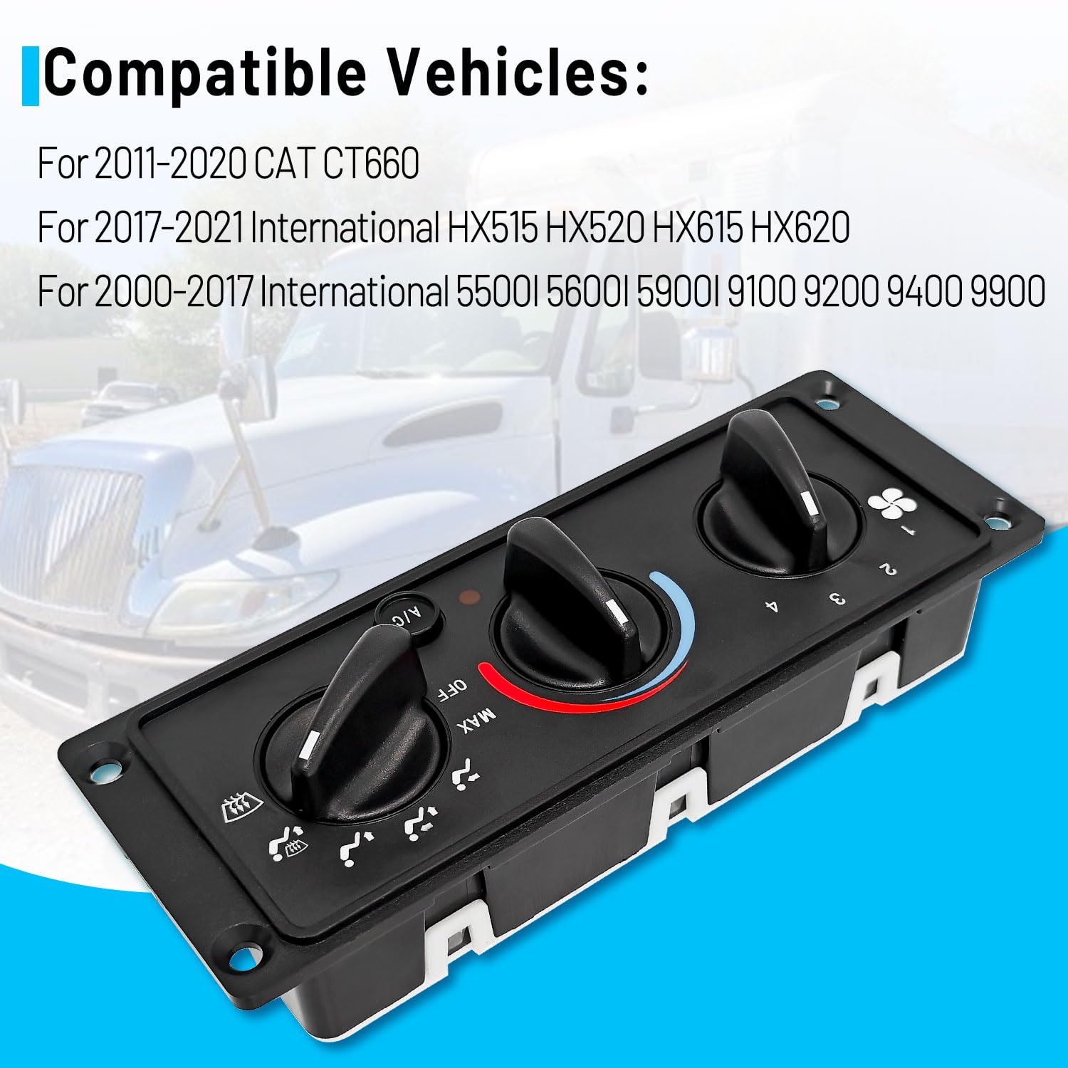 3518702C93 A/C Heater Climate Control Module Compatible with International 9100 9200 9400 9900 5500I 5600I HX515 HX615 2000-2021, Replace # 3518702C92 703460AT 5011931R91