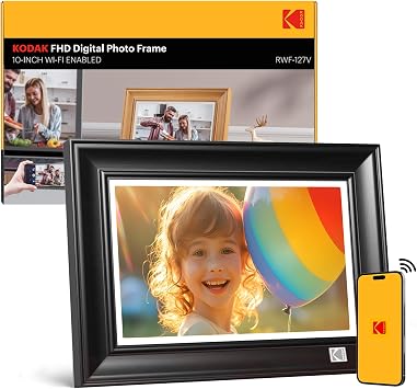 KODAK WiFi Digital Picture Frame, 1920 x 1200 HD Touchscreen Digital Photo Frame, 10.1 Inches Intelligent Electronic Picture Frame with 32 GB,Auto-Rotate, Share Moments Instantly GiftsWood Frame