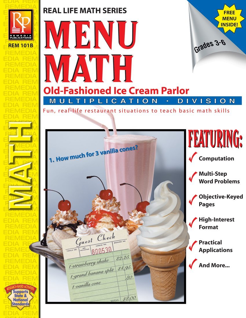 REMEDIA PUBLICATIONS REM101B MENU MATH ICE CREAM PARLOR BK-2MULT I