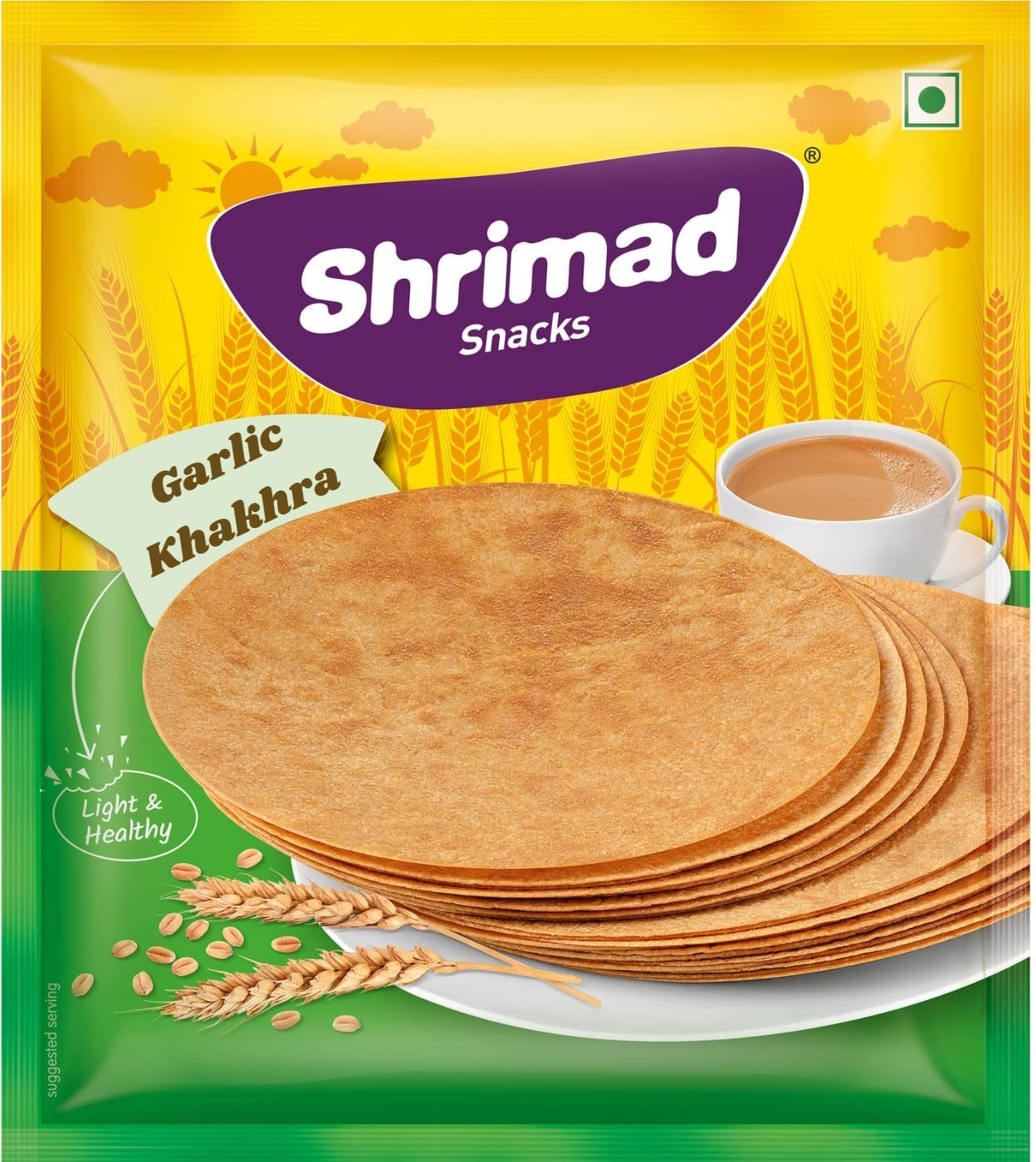 SHRIMAD Garlic Khakhra Crispy Roasted Diet-Friendly Ready to Eat Gujarati Snack Round Whole Wheat made with 100% Natural Ingredients (B0C3ZWFD5Q) Amazon Price History, Amazon Price Tracker