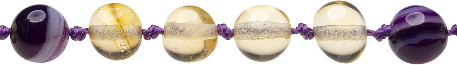 Genuine Amber Necklace From Baltic Sea Made With Polished Lemon & Violet Agate 33 cm (13 Inches) - Image 3