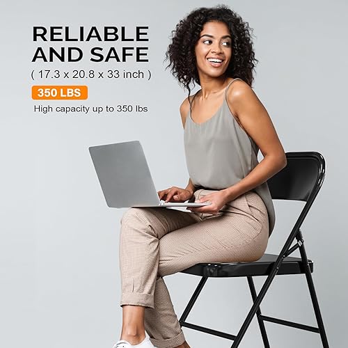 Miniatura 7 de VINGLI Sillas plegables con marco de metal de acero, capacidad de 350 libras, duraderas, portátiles y versátiles para uso en interiores y